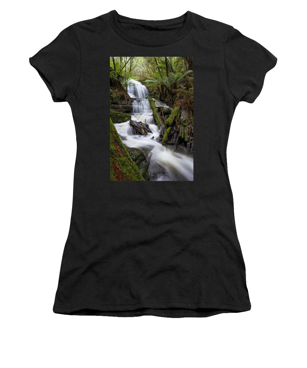 Waterfall Women's T-Shirt featuring the photograph Soothed by Anthony Davey