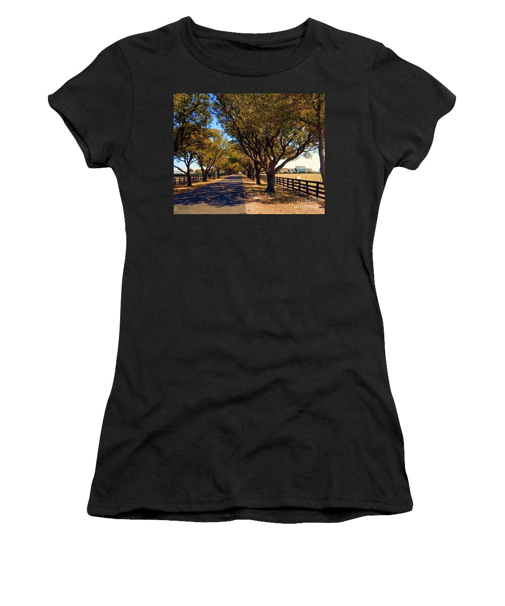 Southfork Ranch Women's T-Shirt featuring the photograph Southfork Ranch - Up the Drive by Robert ONeil