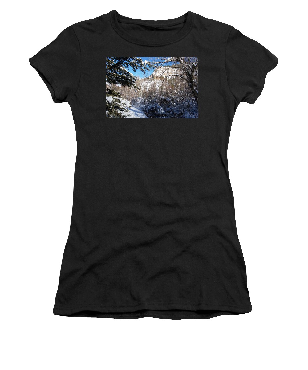 Dakota Women's T-Shirt featuring the photograph Spearfish Canyon in Snow by Greni Graph