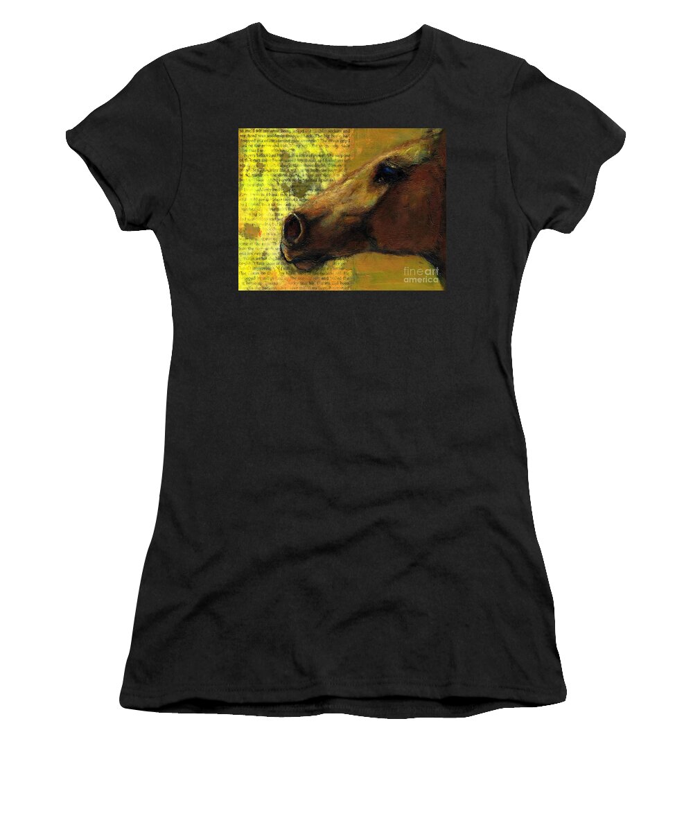 Equine Art Women's T-Shirt featuring the painting Speed by Frances Marino