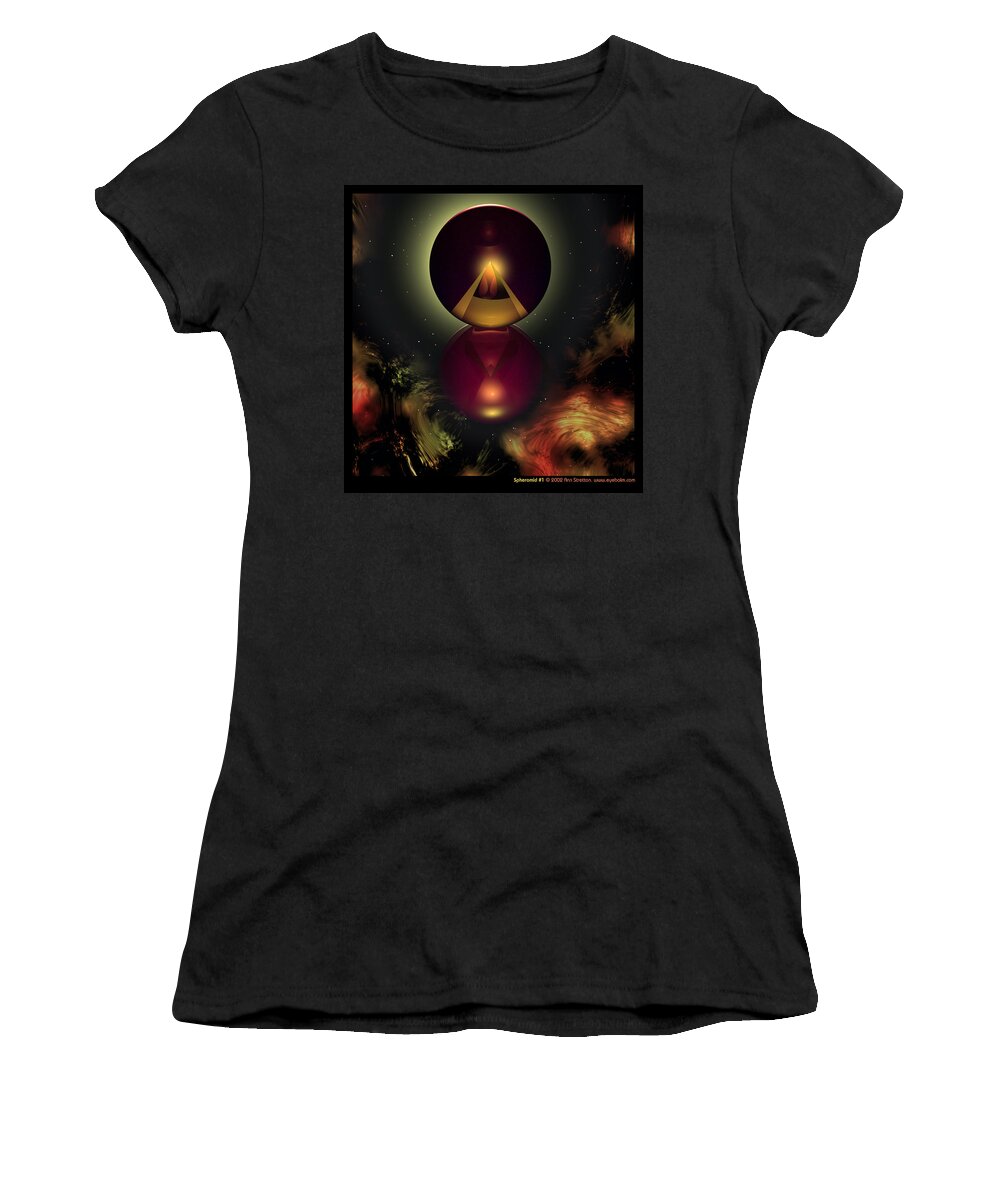 Brown Women's T-Shirt featuring the digital art Spheramid 1 by Ann Stretton