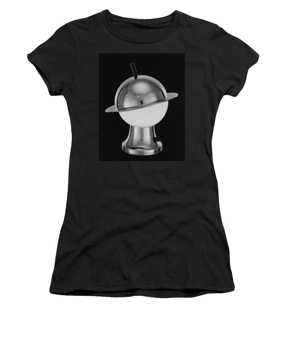 Home Accessories Women's T-Shirt featuring the photograph Spherical Lamp With Chromium Base by Martinus Andersen