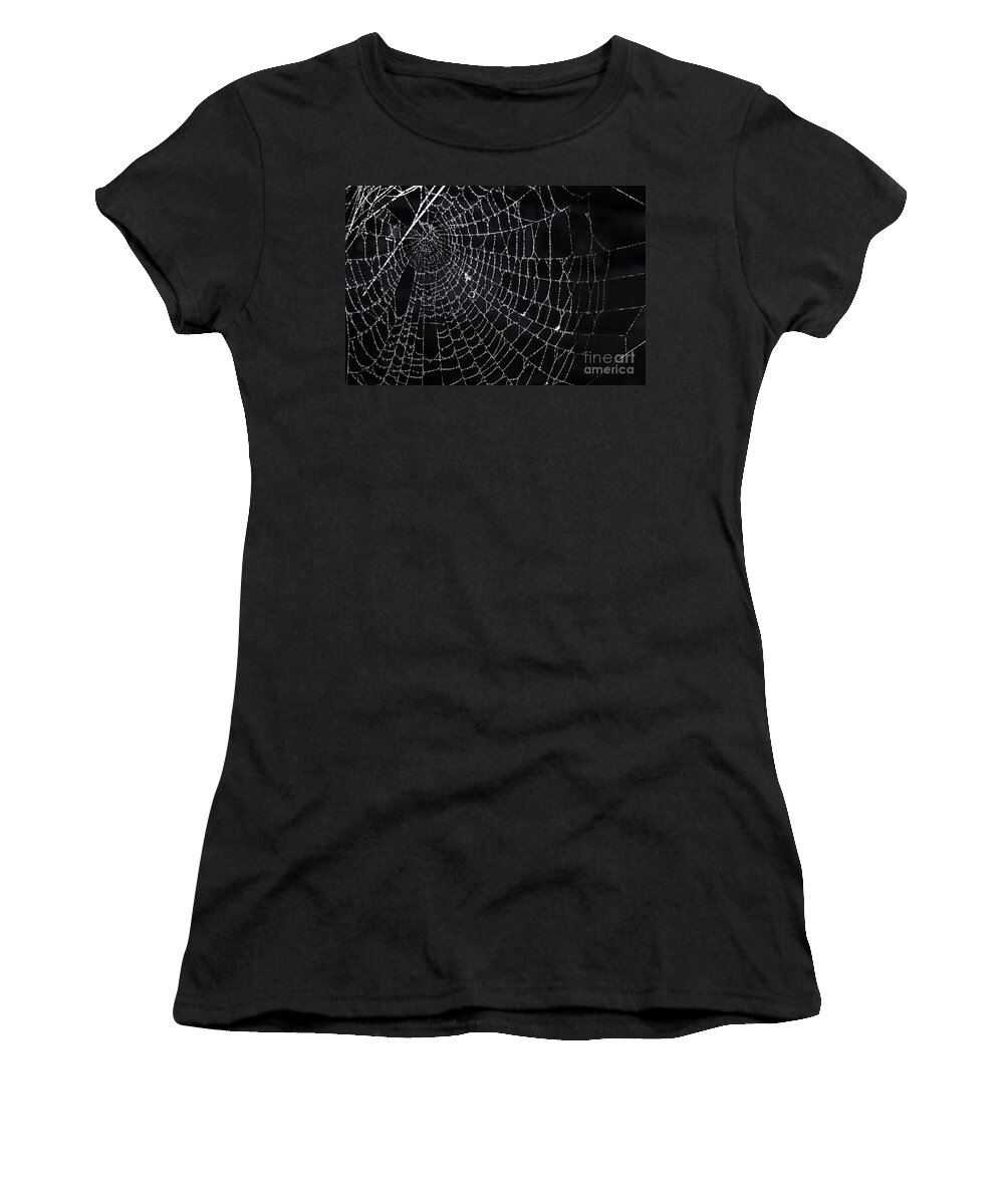 Web Women's T-Shirt featuring the photograph Spiderweb with dew by Elena Elisseeva