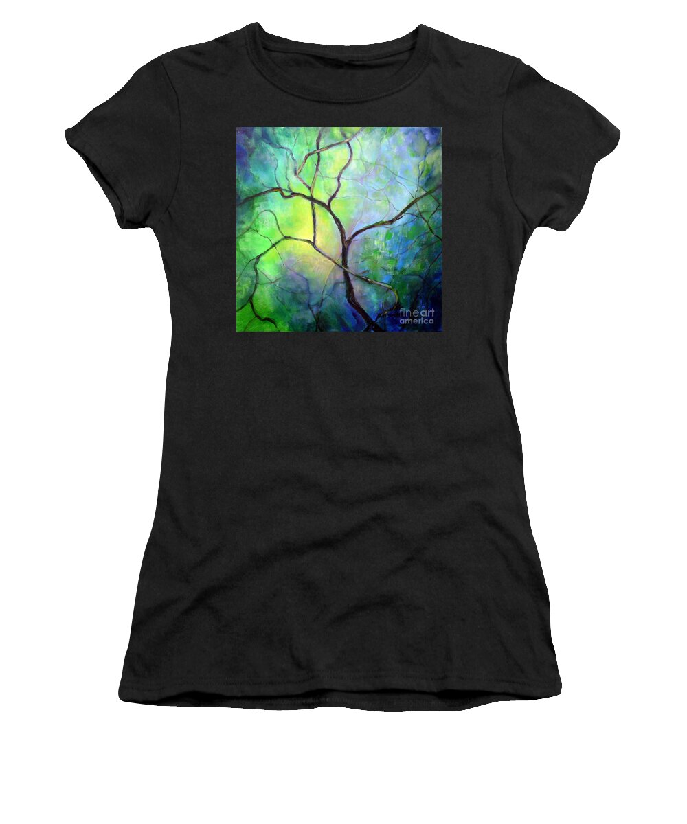 Branches Women's T-Shirt featuring the painting Spring Catawba Tree by Jodie Marie Anne Richardson Traugott     aka jm-ART