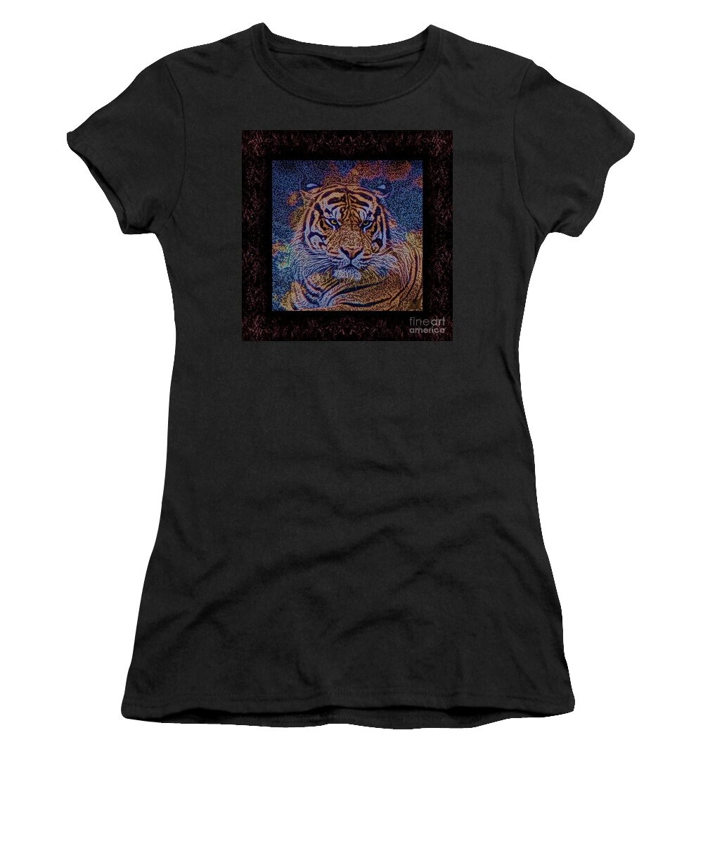 Tiger Women's T-Shirt featuring the photograph Sq Tiger Sat 6k X 6k Cranberry Wd2 by Dale Crum
