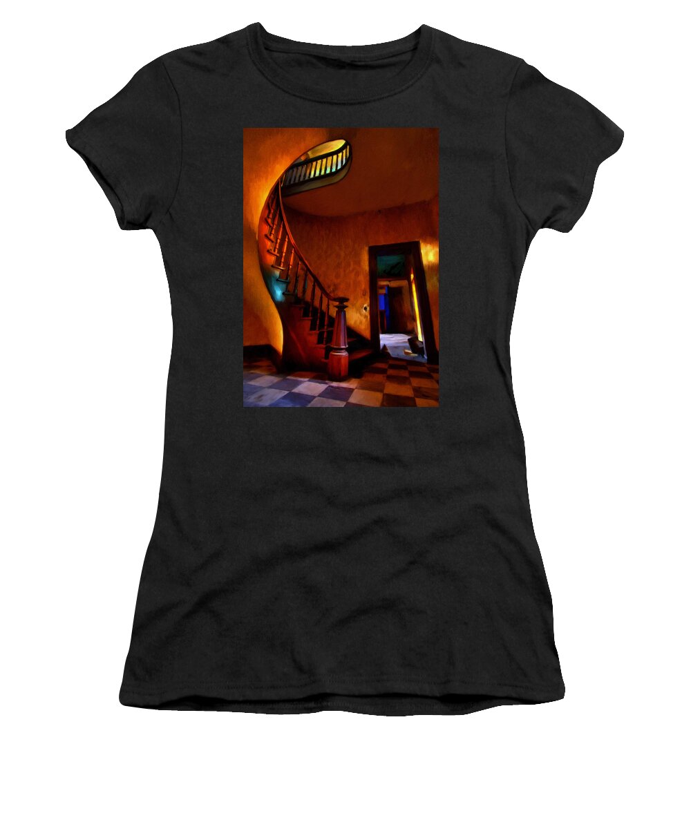 Stairs Women's T-Shirt featuring the painting Stairway to a Bent Mind by Michael Pickett
