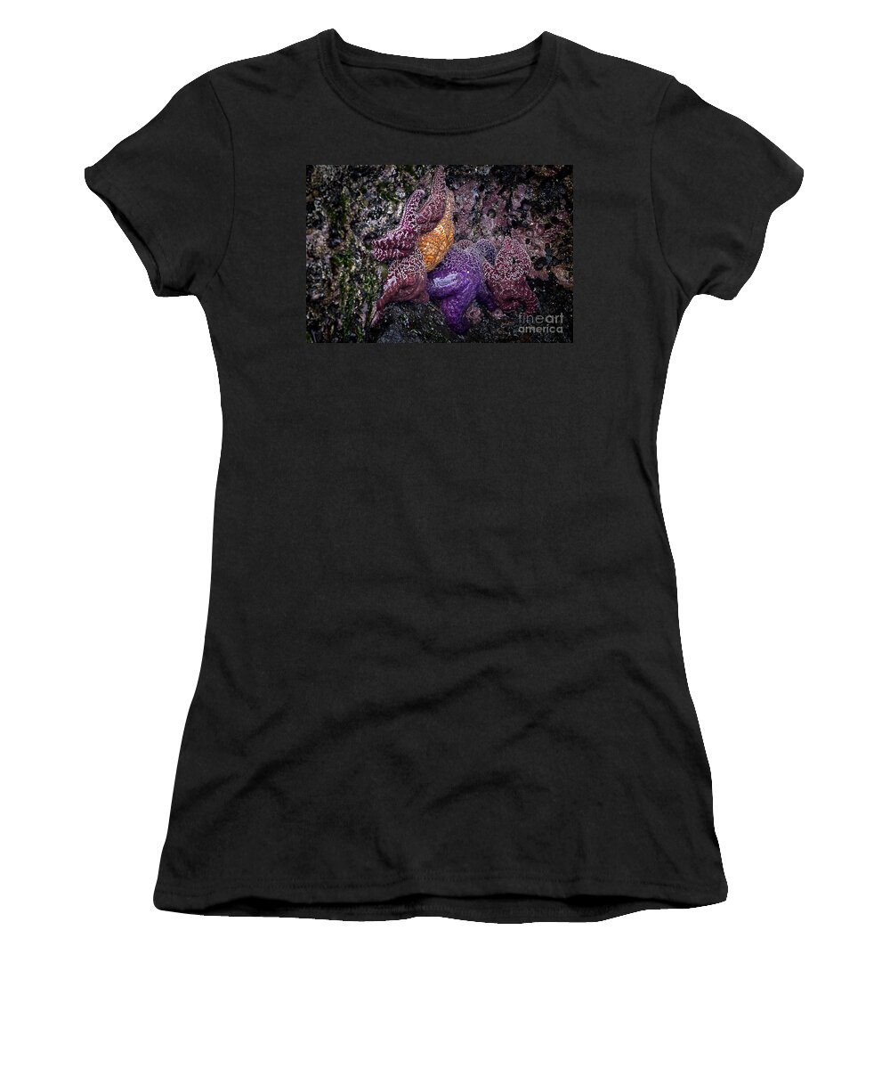 Starfish Women's T-Shirt featuring the photograph Starfish Tide Pool by Carrie Cranwill