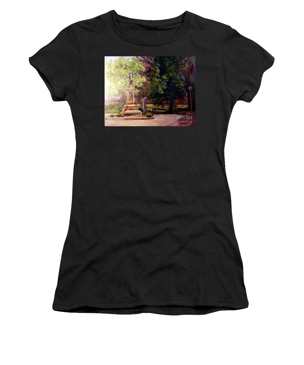 Statue Women's T-Shirt featuring the painting Statue In Landscape by Stan Esson
