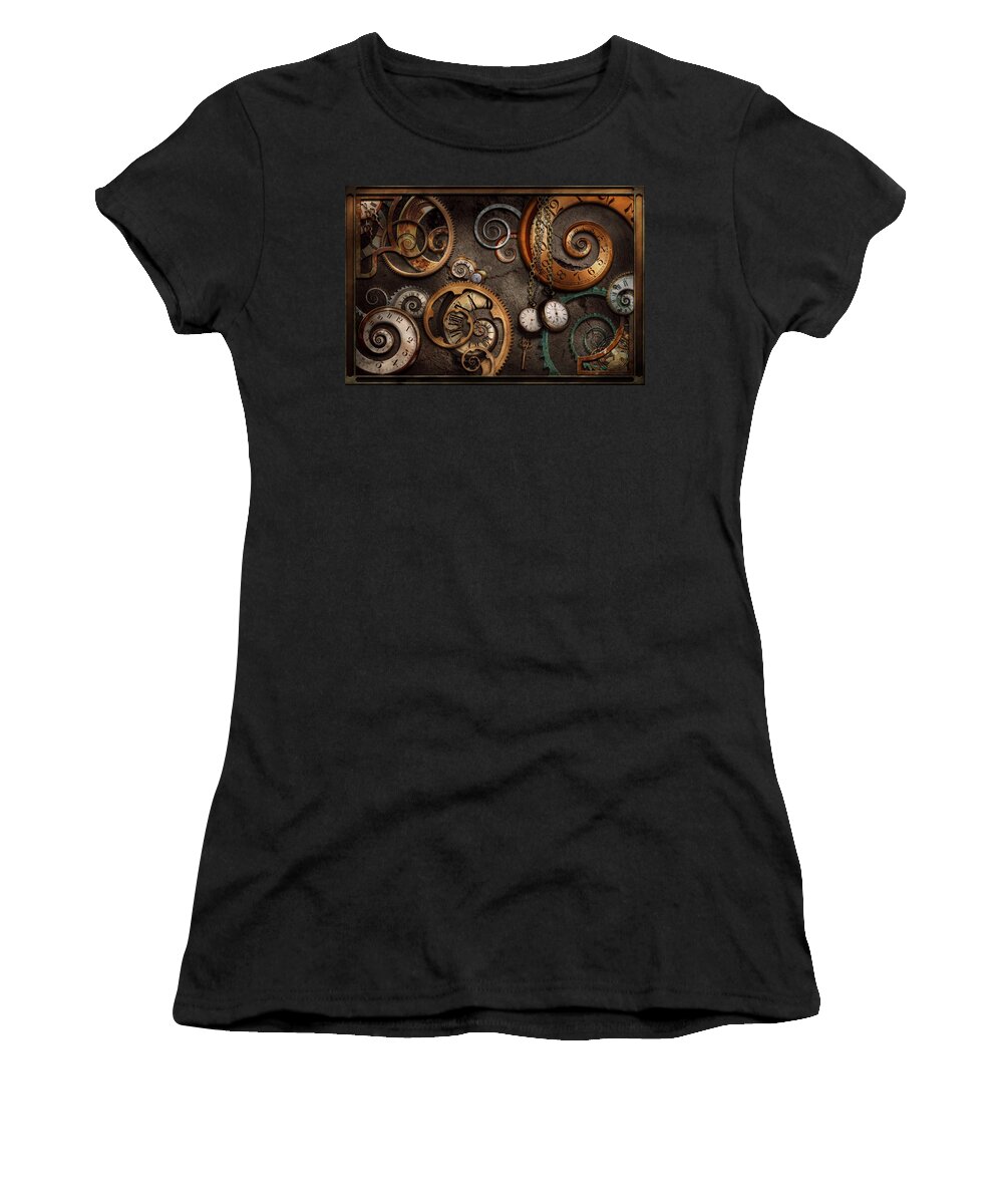 Steampunk Women's T-Shirt featuring the photograph Steampunk - Abstract - Time is complicated by Mike Savad