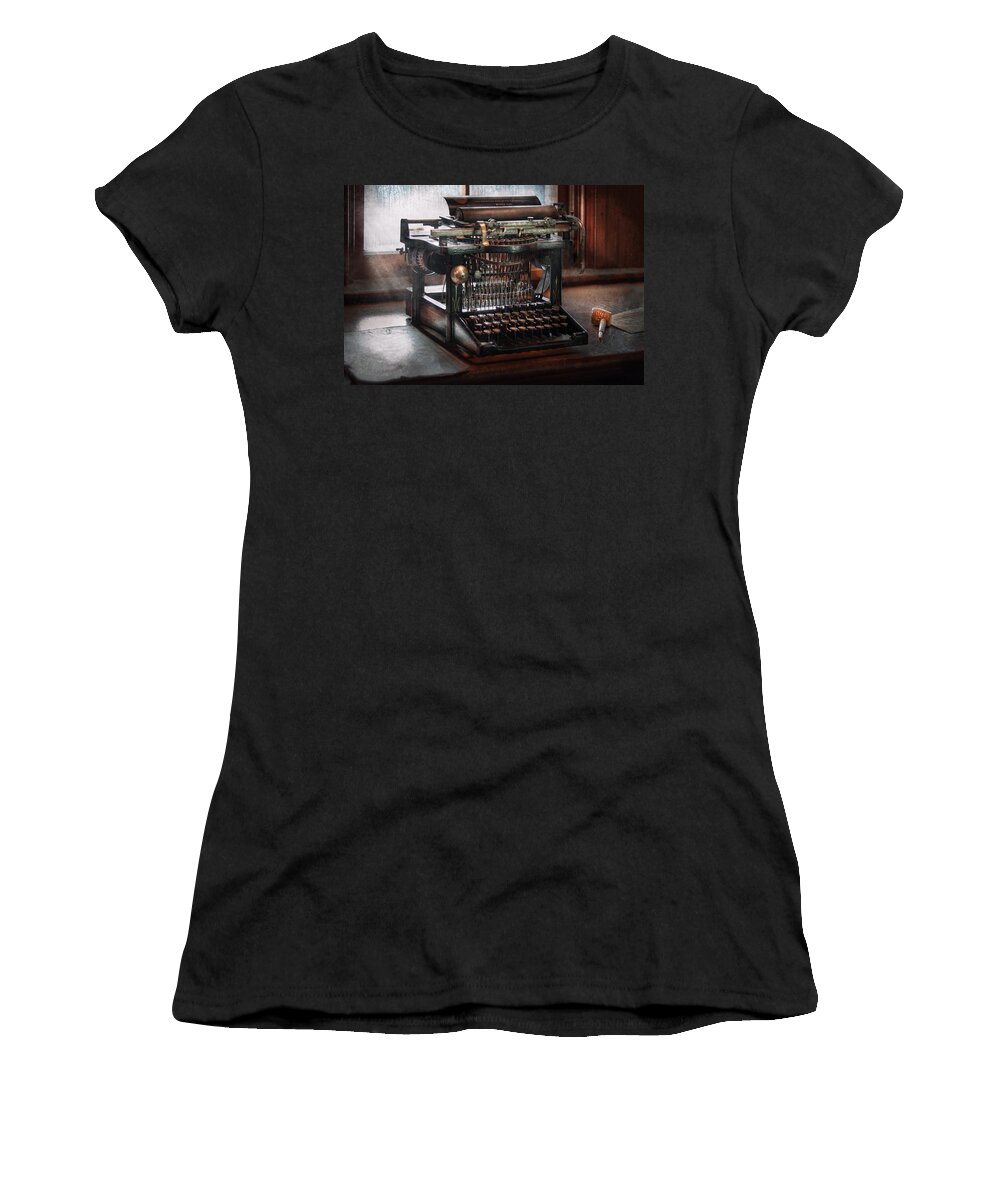 Writer Women's T-Shirt featuring the photograph Steampunk - Typewriter - A really old typewriter by Mike Savad