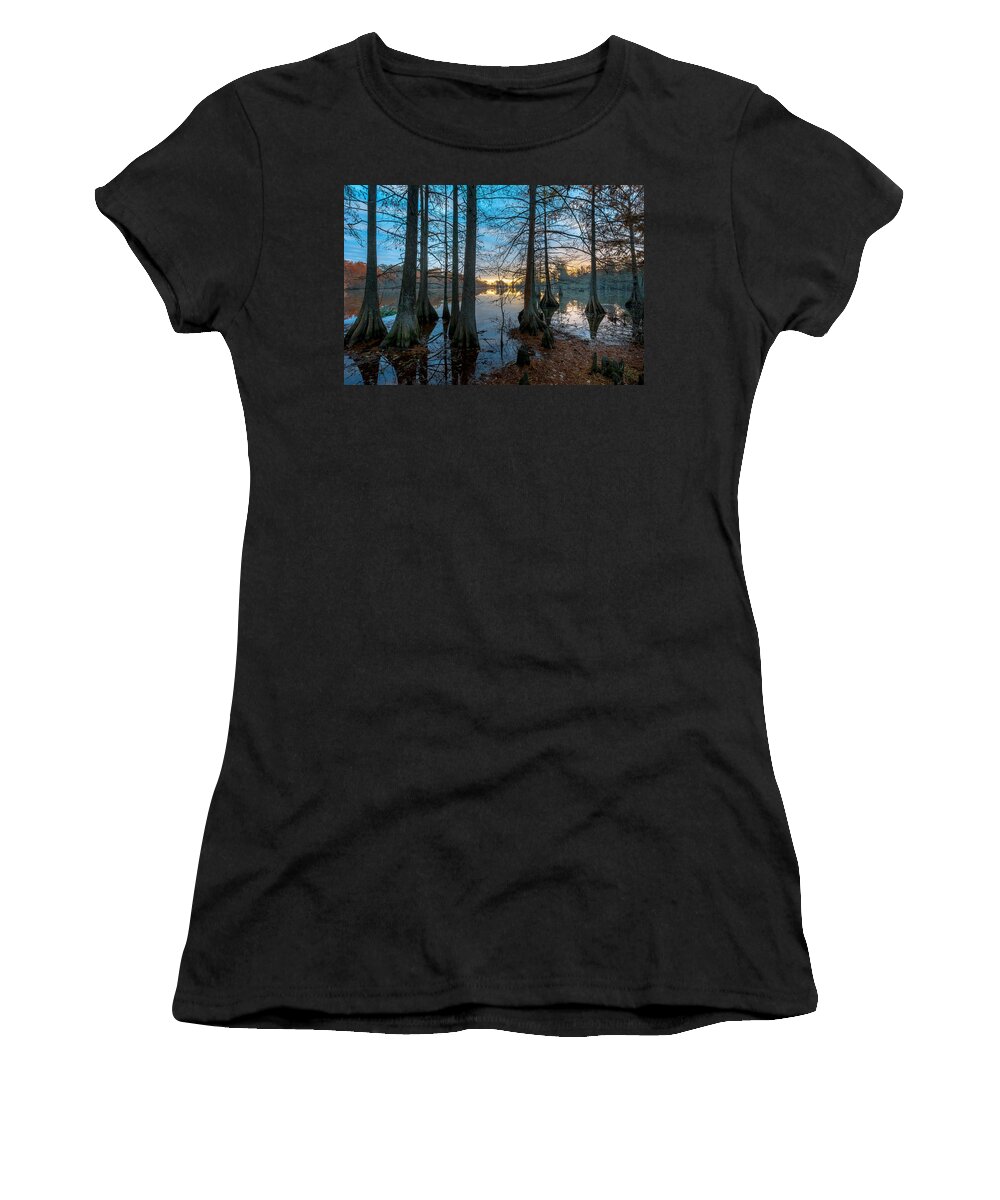 Steinhagen Reservoir Women's T-Shirt featuring the photograph Steinhagen Reservoir Sunrise by David Morefield