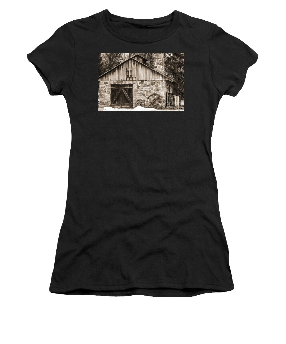Stone Women's T-Shirt featuring the photograph Stone Cabin 2 by Judy Wolinsky