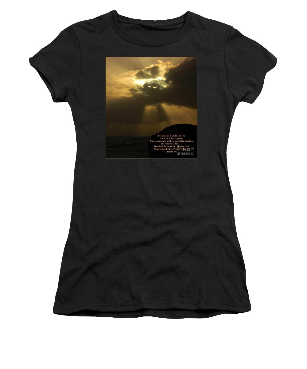 Nature Women's T-Shirt featuring the photograph Sun Rays of Isaiah nine six by Gallery Of Hope 