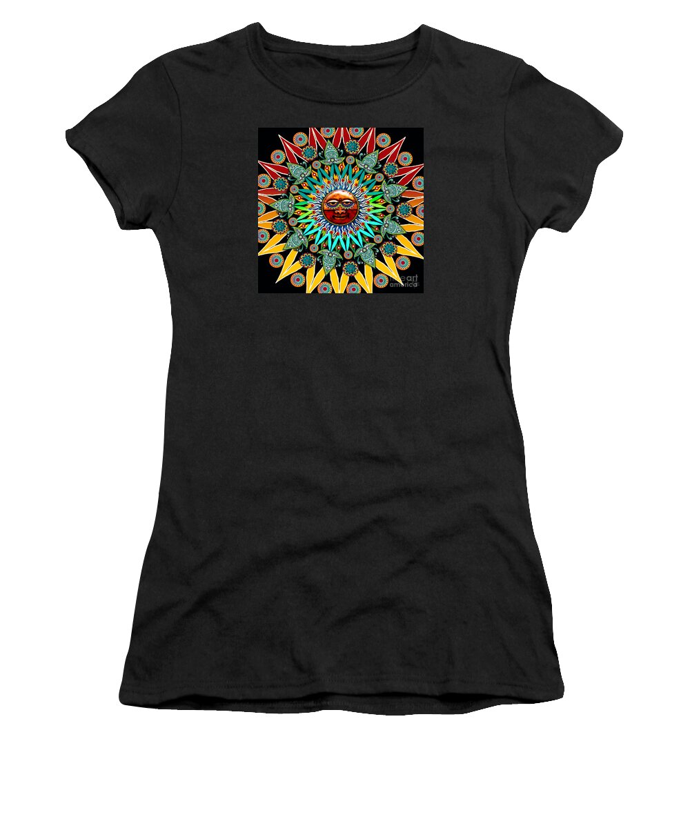 Sun Women's T-Shirt featuring the mixed media Sun Shaman by Christopher Beikmann