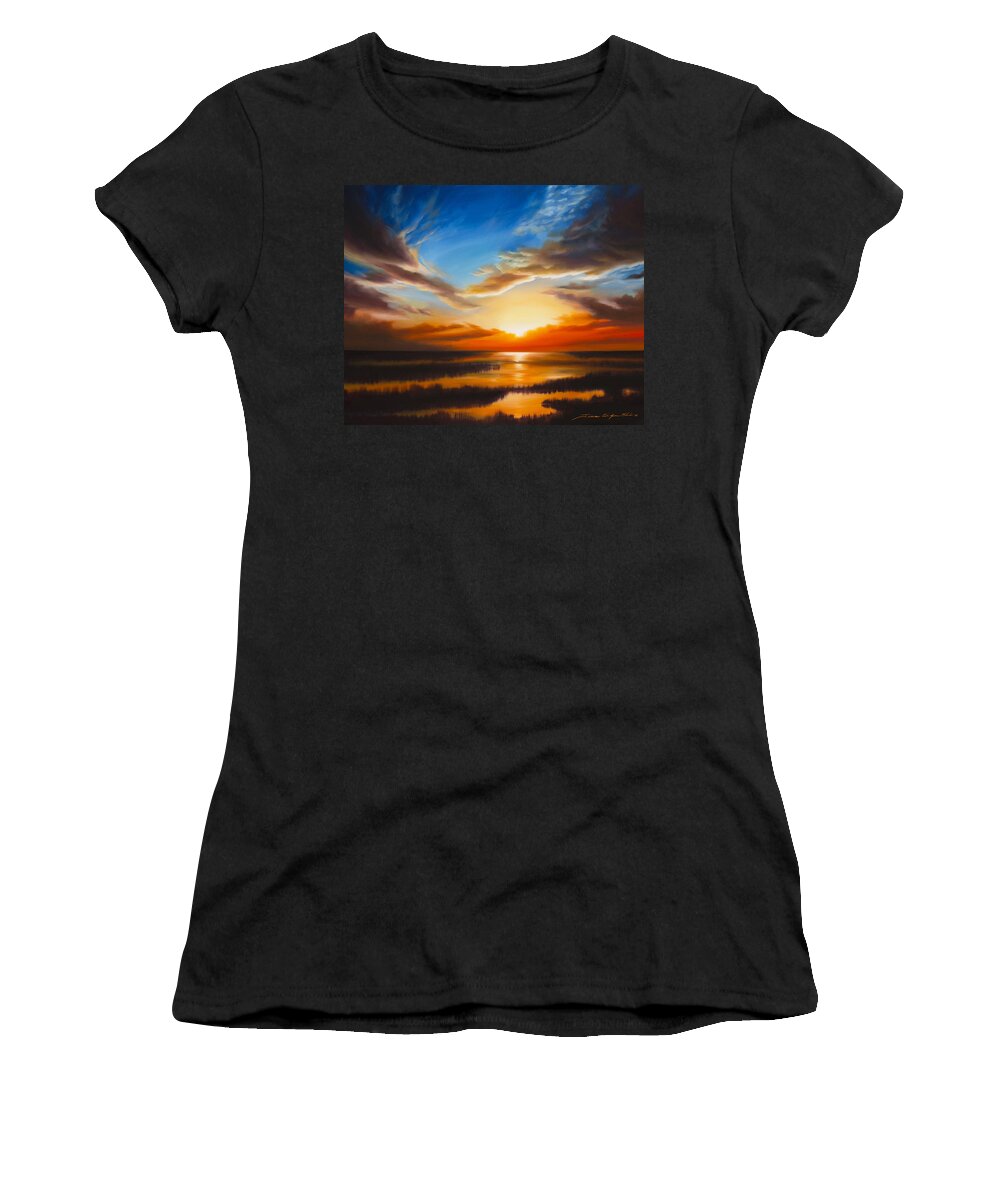 Sunrise Women's T-Shirt featuring the painting Sundown by James Hill