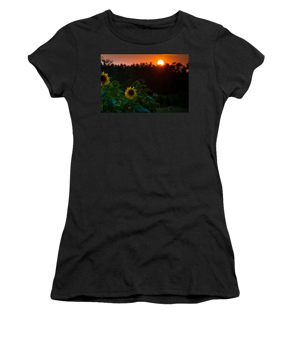 Landscapes Women's T-Shirt featuring the photograph Sunflower Sunset by Cheryl Baxter