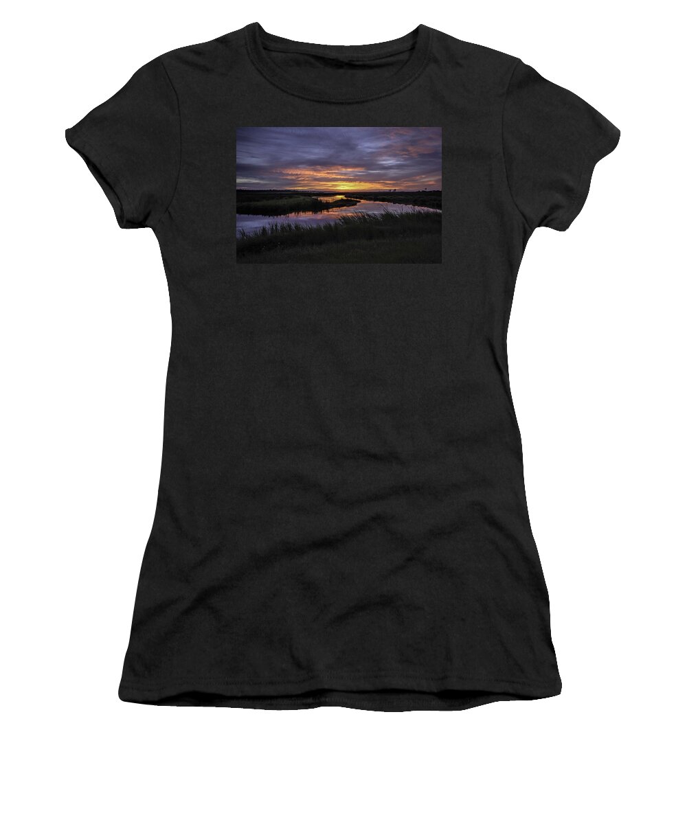 Palm Women's T-Shirt featuring the digital art Sunrise on Lake Shelby by Michael Thomas