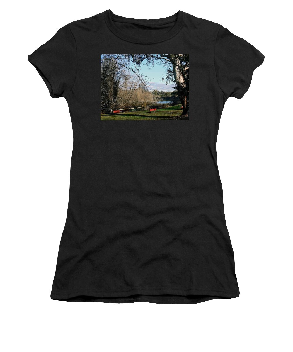 Park Women's T-Shirt featuring the photograph Sunset at Memorial Grove by Pamela Patch
