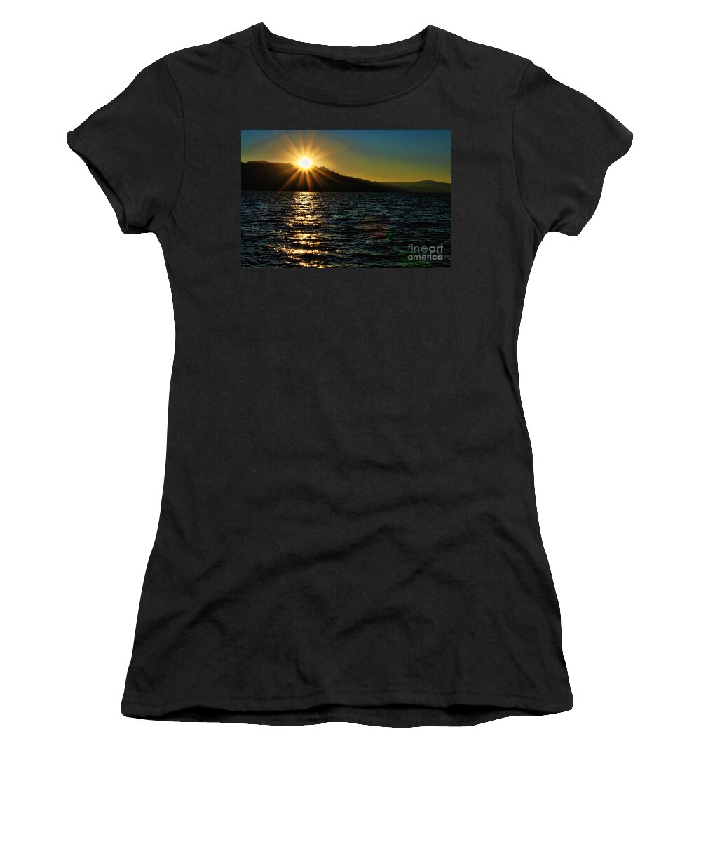 Sunset Women's T-Shirt featuring the photograph Sunset on Lake Tahoe By Diana Sainz by Diana Raquel Sainz