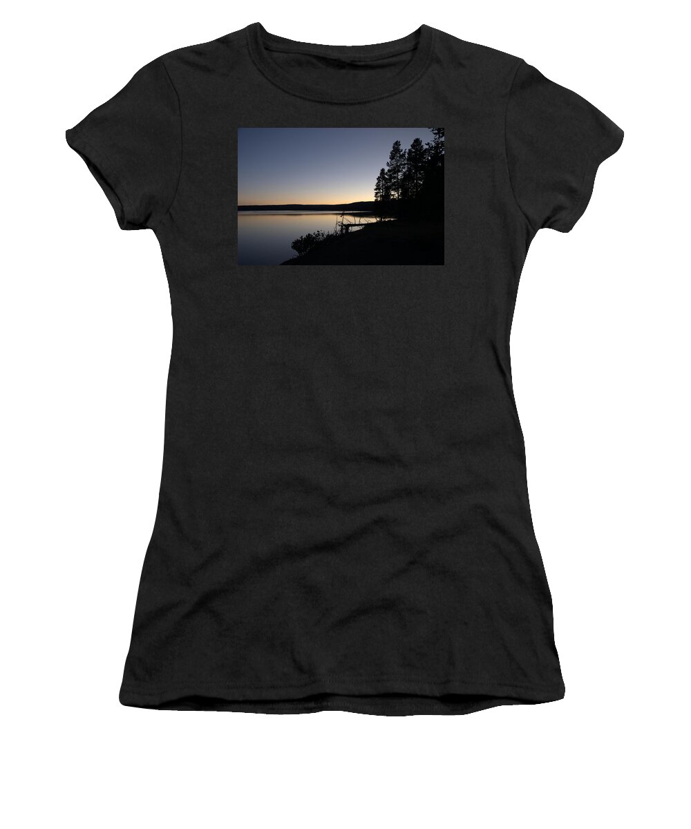 Lake Women's T-Shirt featuring the photograph Sunset Over Yellowstone Lake by Frank Madia