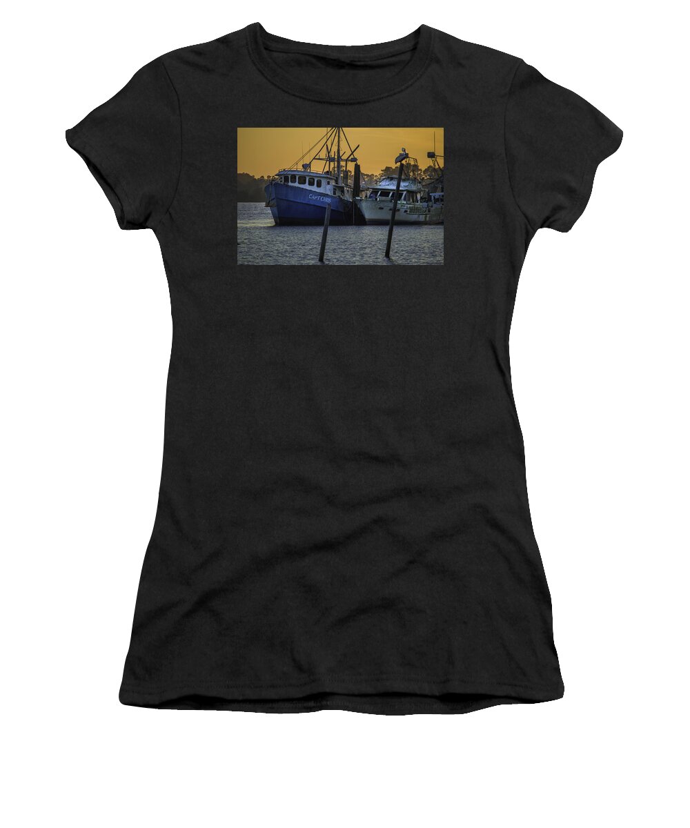 Palm Women's T-Shirt featuring the digital art Sunset with Capt Chris by Michael Thomas