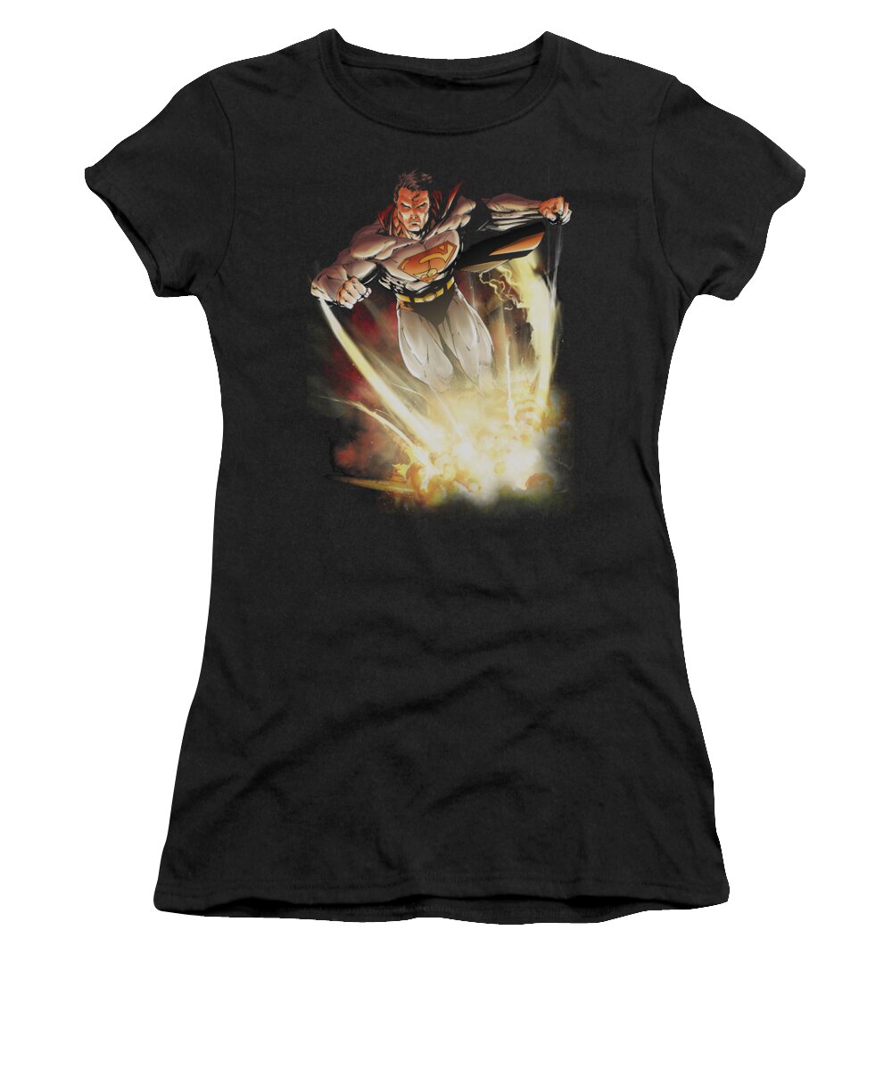  Women's T-Shirt featuring the digital art Superman - Explosive by Brand A