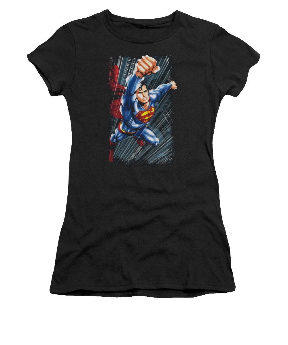 Superman Women's T-Shirt featuring the digital art Superman - Faster Than by Brand A