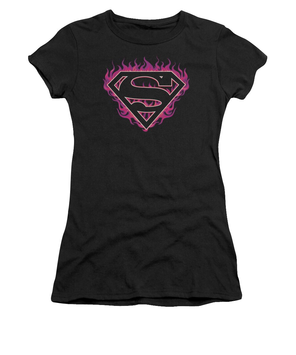 Superman Women's T-Shirt featuring the digital art Superman - Fuchsia Flames by Brand A