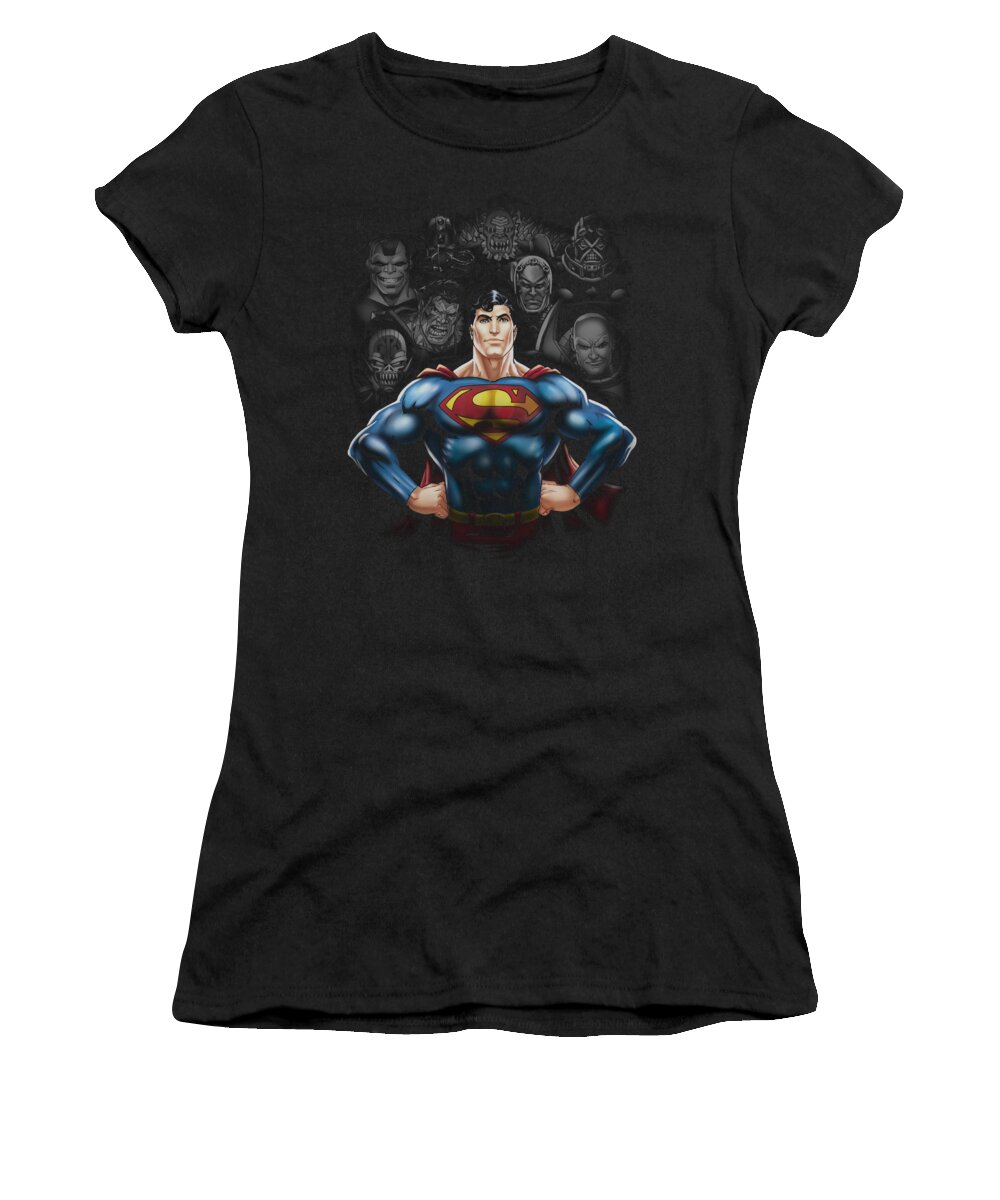 Superman Women's T-Shirt featuring the digital art Superman - Villains by Brand A