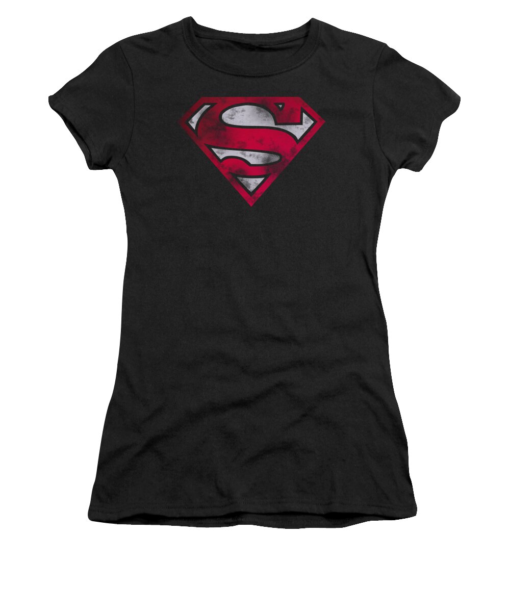  Women's T-Shirt featuring the digital art Superman - War Torn Shield by Brand A