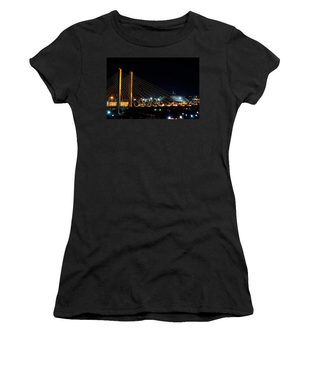 Tacoma Dome And Bridge Women's T-Shirt featuring the photograph Tacoma Dome and Bridge by Tikvah's Hope