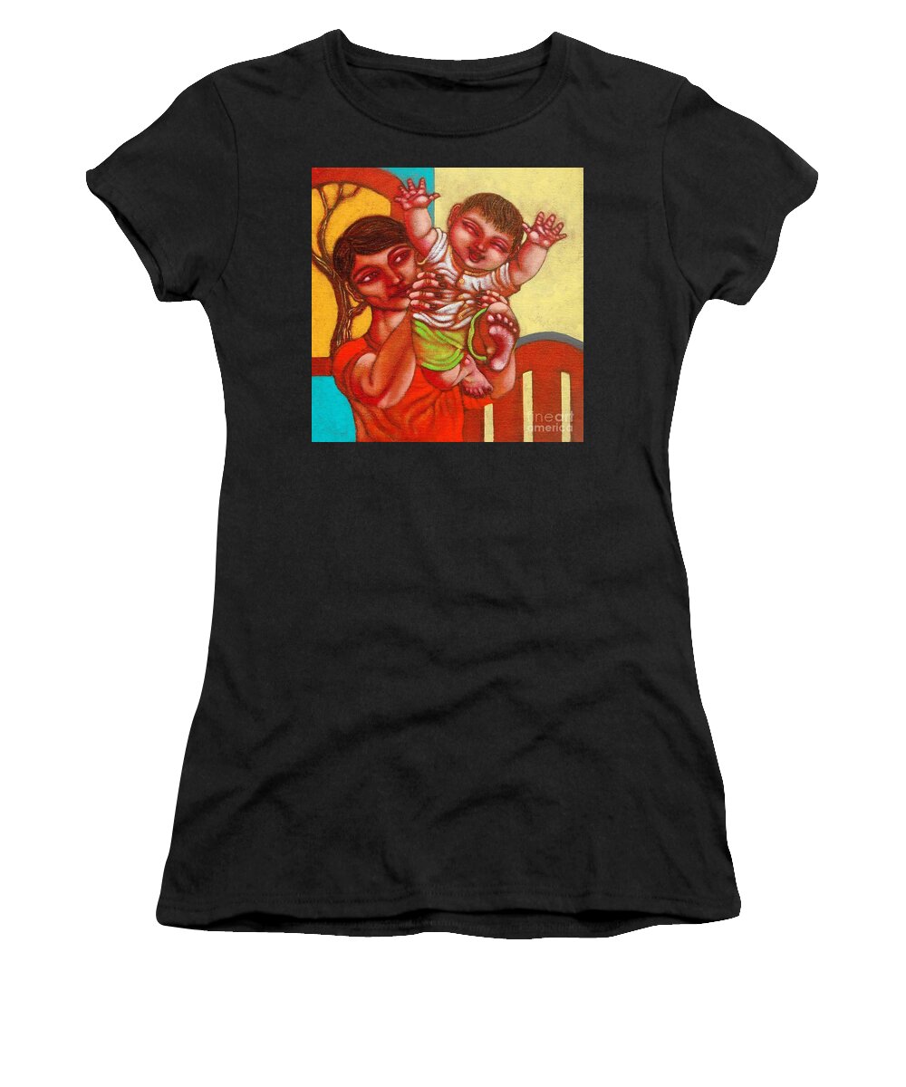Paul Hilario Women's T-Shirt featuring the painting Tangan ni Tatay by Paul Hilario
