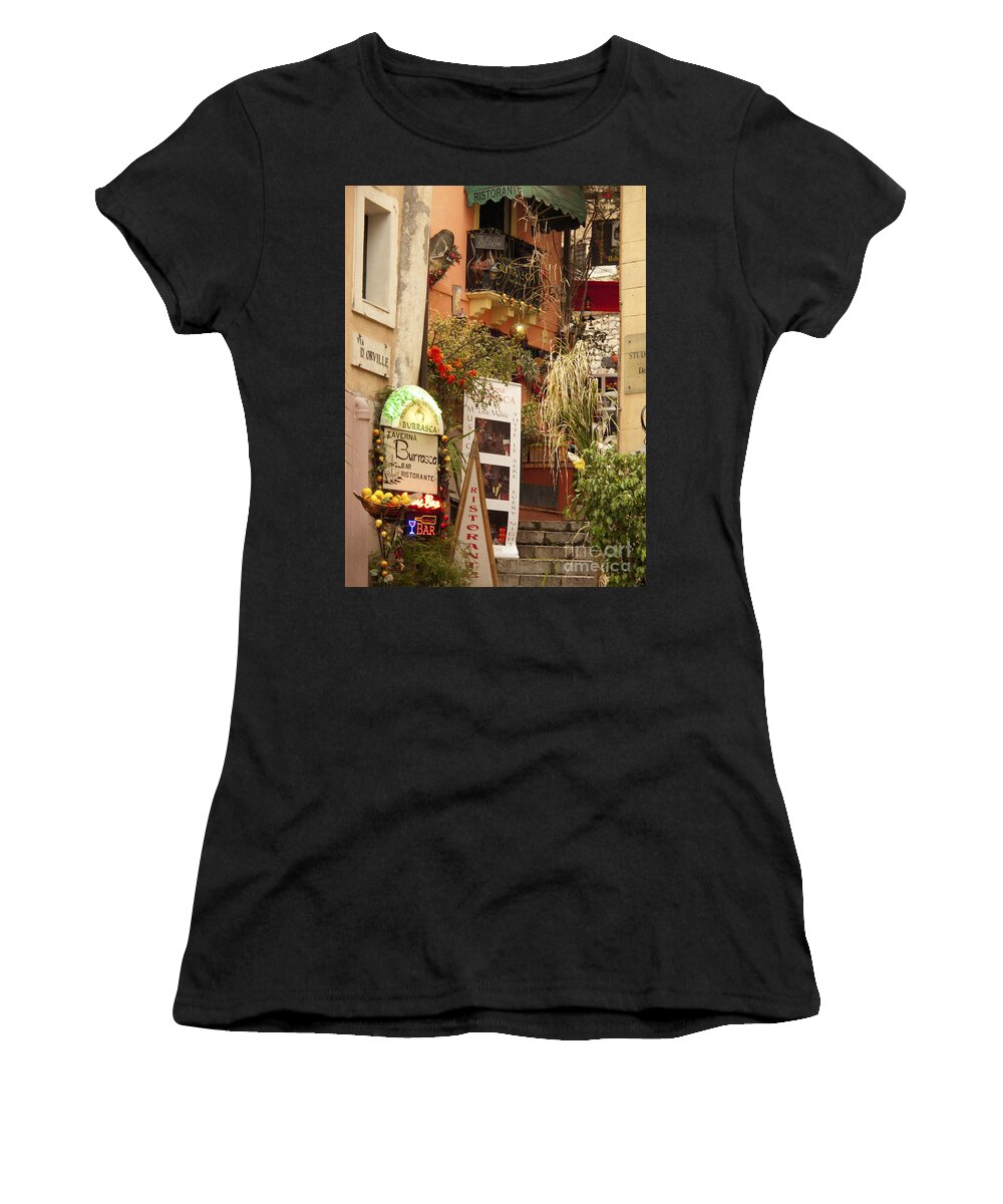 Sicily Women's T-Shirt featuring the photograph Taormina Steps by David Smith
