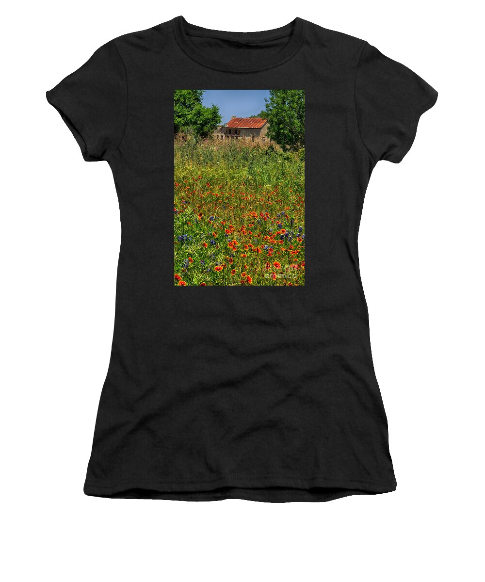 Texas Bluebonnets Women's T-Shirt featuring the photograph Texas Hill Country Beauty by Priscilla Burgers