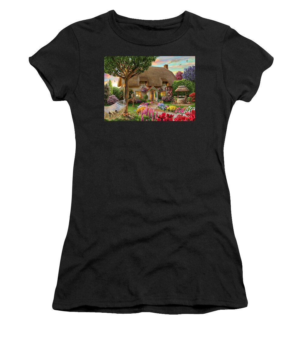 Thatched Cottage Women's T-Shirt featuring the digital art Thatched Cottage by MGL Meiklejohn Graphics Licensing