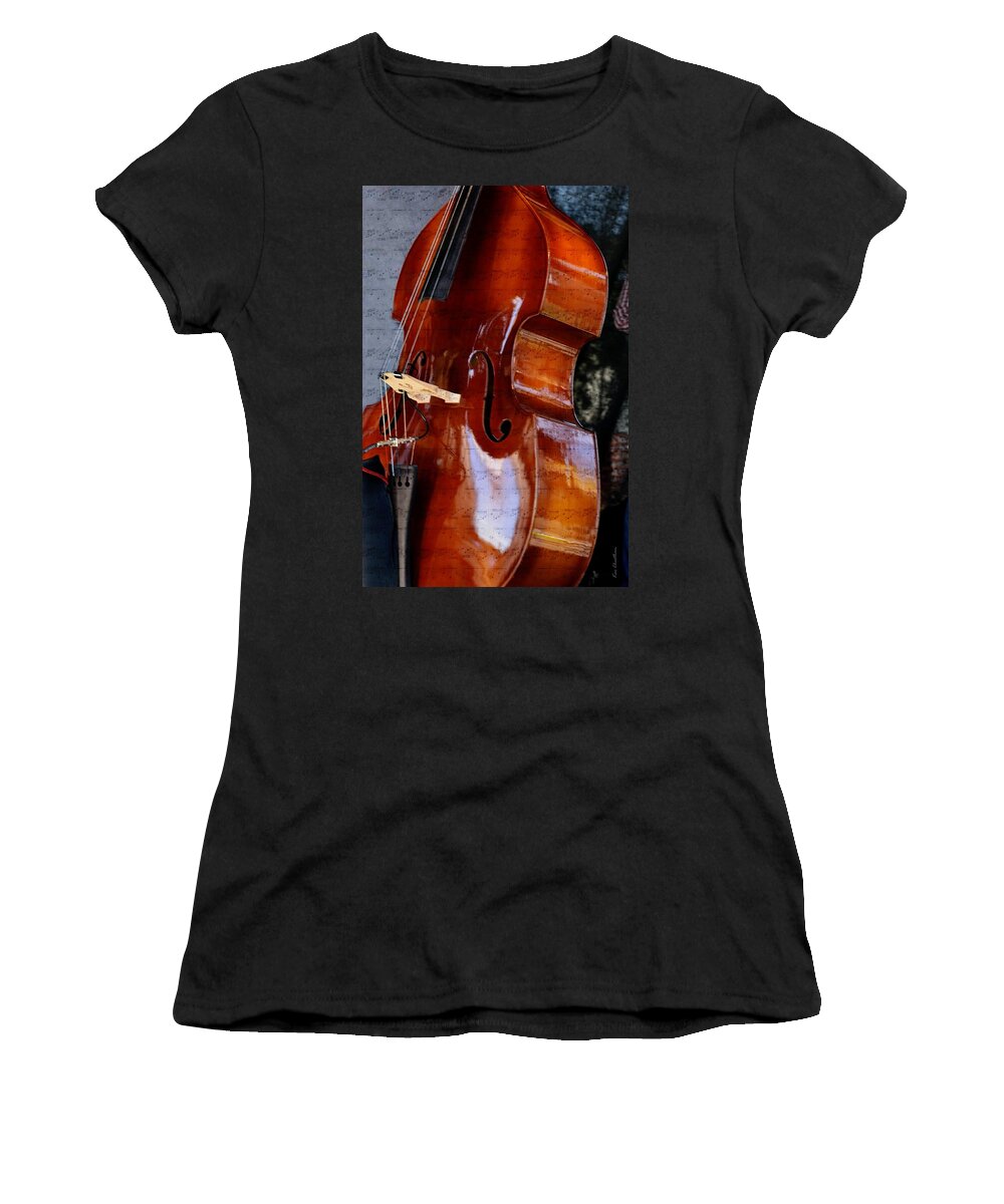 Bass Fiddle Women's T-Shirt featuring the mixed media The Bass of Music by Kae Cheatham