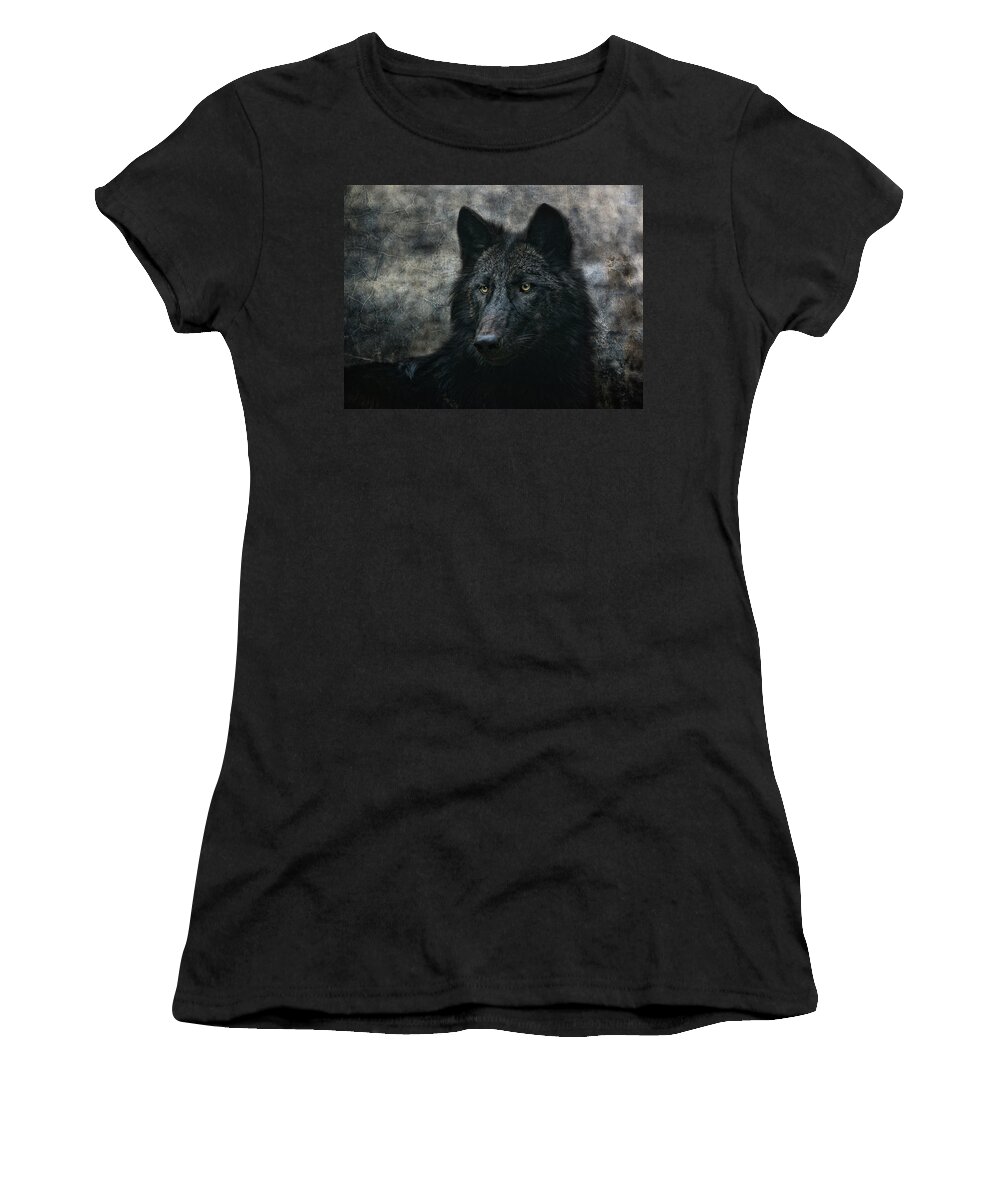 Animal Women's T-Shirt featuring the photograph The Black Wolf by Joachim G Pinkawa