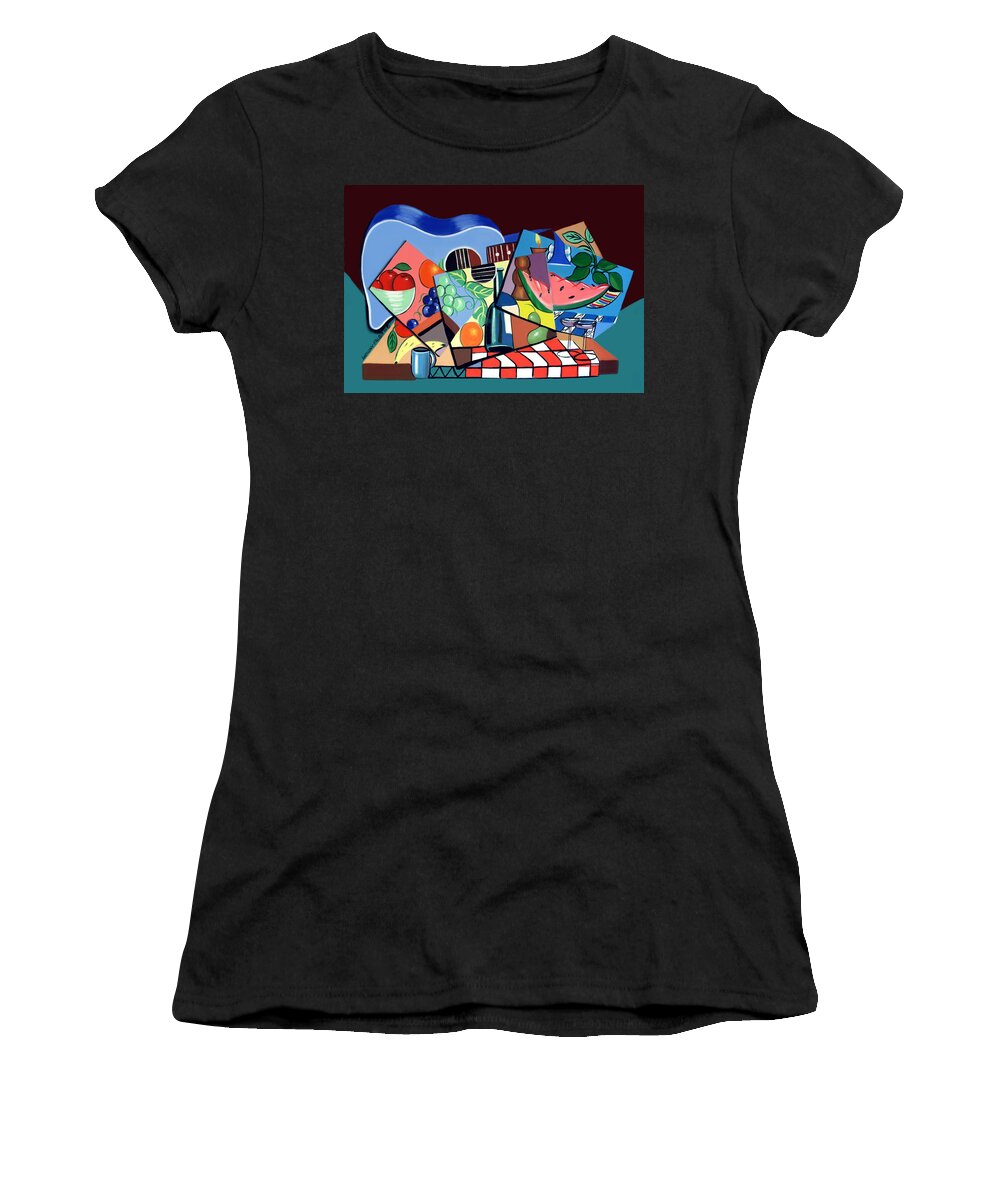 The Blue Guitar Women's T-Shirt featuring the painting The Blue Guitar by Anthony Falbo