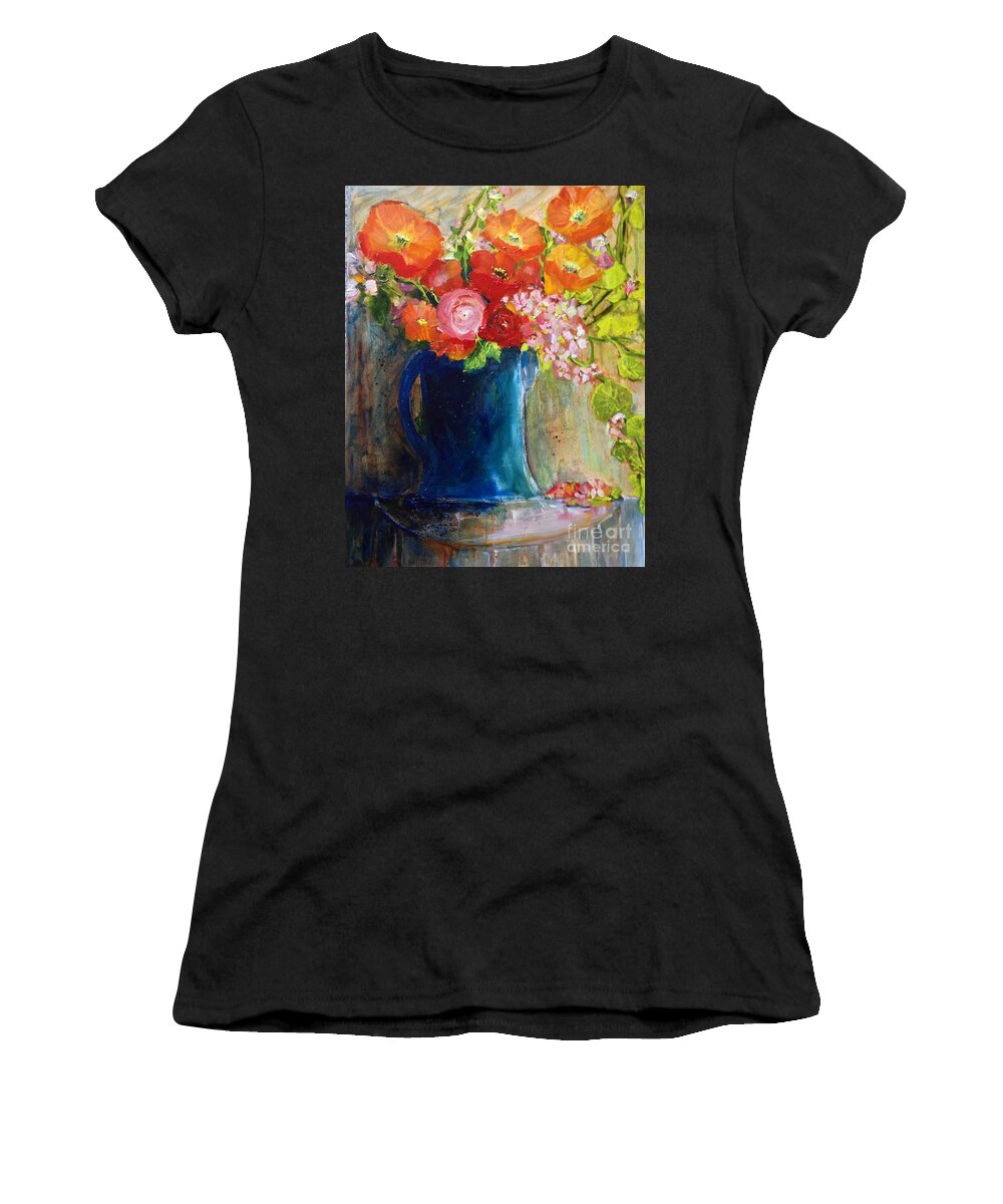 Red Poppies Women's T-Shirt featuring the painting The Blue Jug by Sherry Harradence