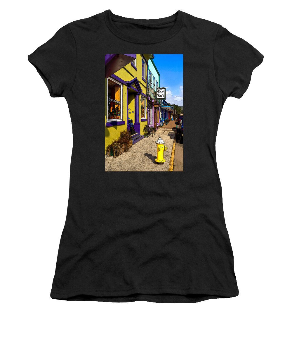 Sidewalk Women's T-Shirt featuring the photograph The Colorful Sidewalks Of Newport by James Eddy