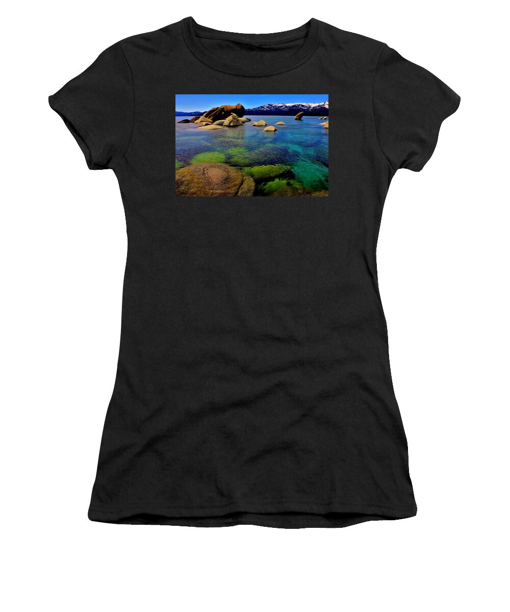 Blue Women's T-Shirt featuring the photograph The Colors of Lake Tahoe by Benjamin Yeager