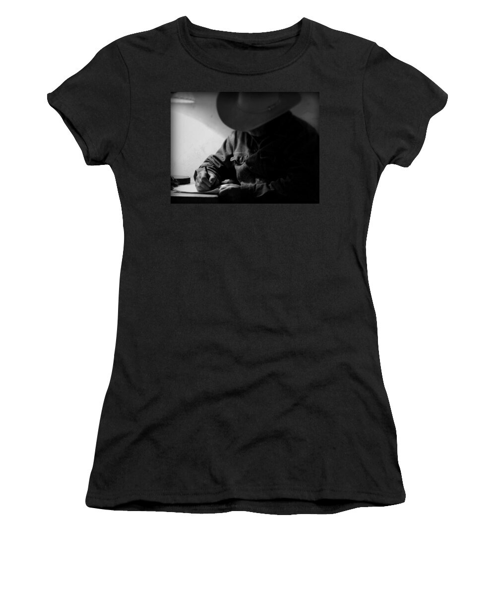 Western Women's T-Shirt featuring the photograph The Cowyboy's Hands by Lucinda Walter