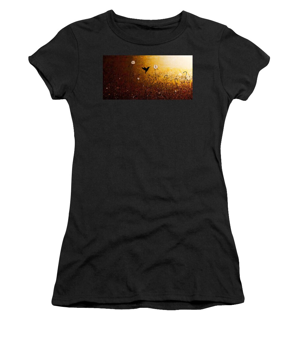 Abstract Art Women's T-Shirt featuring the painting The Flight of a Hummingbird by Carmen Guedez