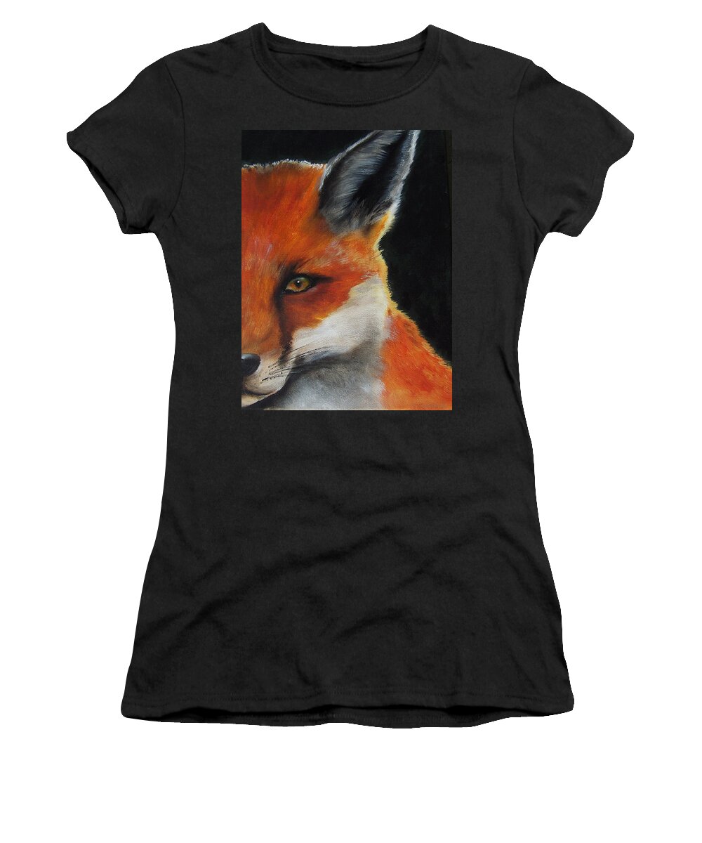 Fox Women's T-Shirt featuring the painting The Fox by Kathy Laughlin