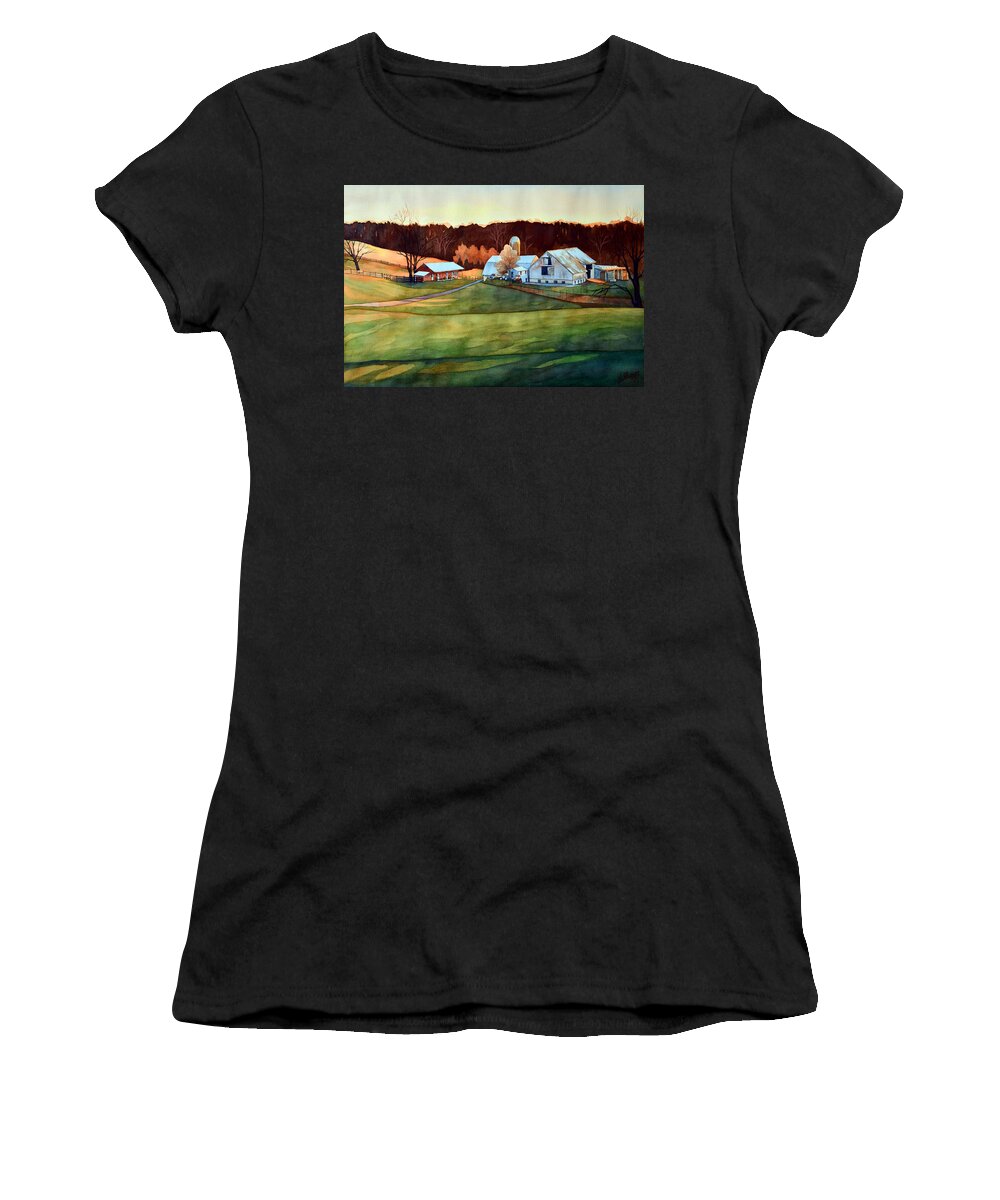 Watercolor Women's T-Shirt featuring the painting The Last Beaujolais by Mick Williams