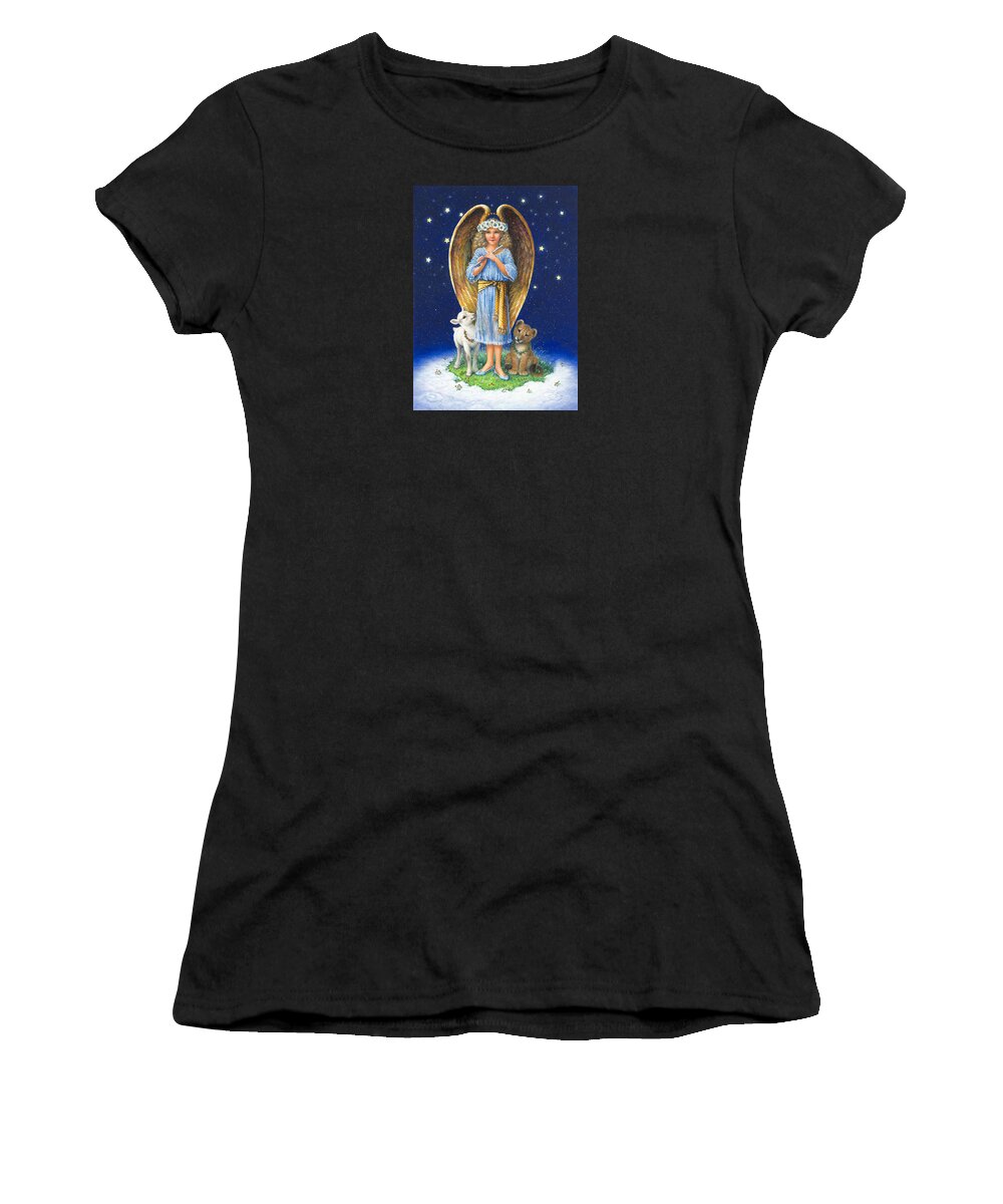 Angel Women's T-Shirt featuring the painting The Littlest Angel by Lynn Bywaters