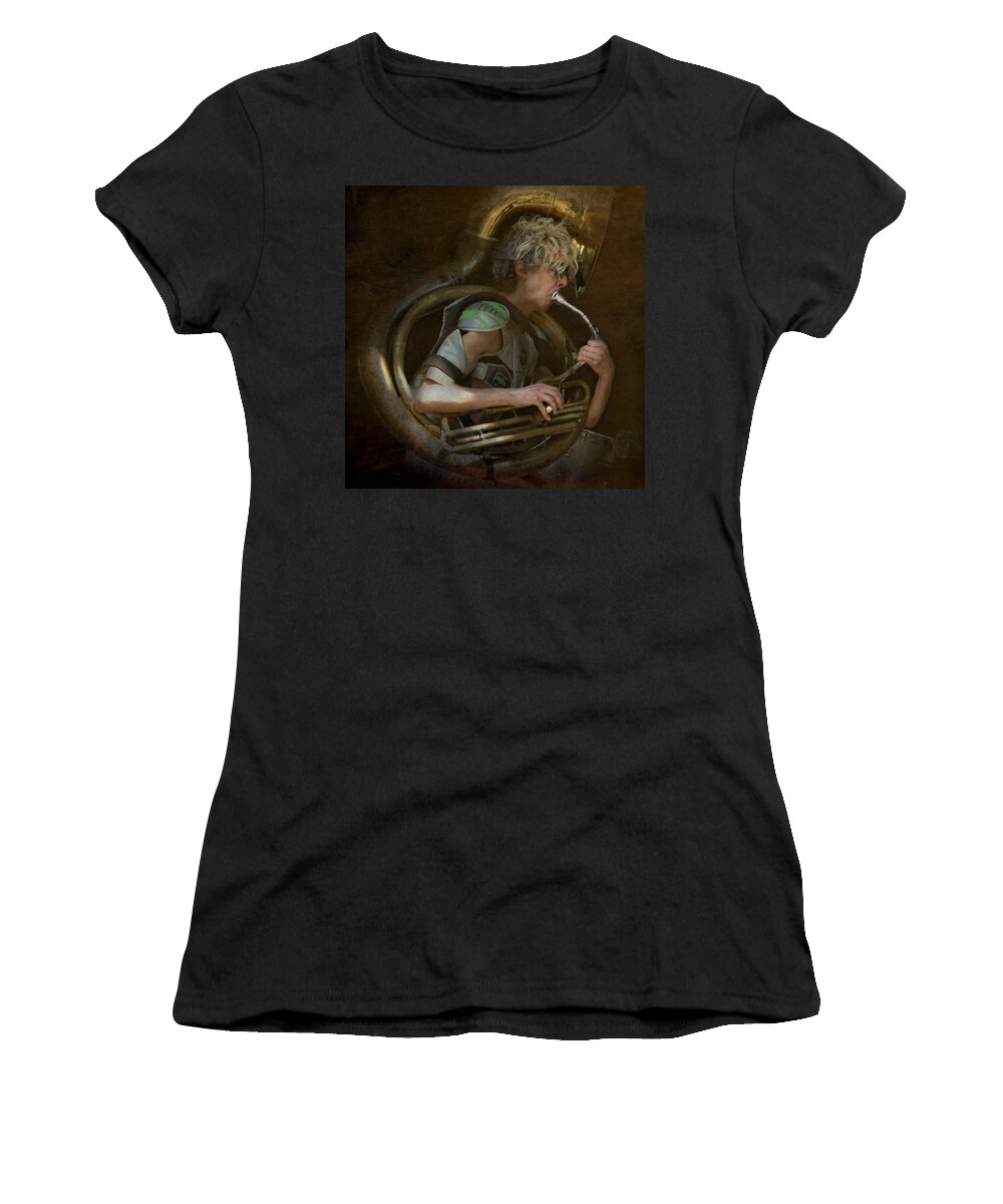 Freemont Fair Women's T-Shirt featuring the photograph The man - The Tuba by Jeff Burgess