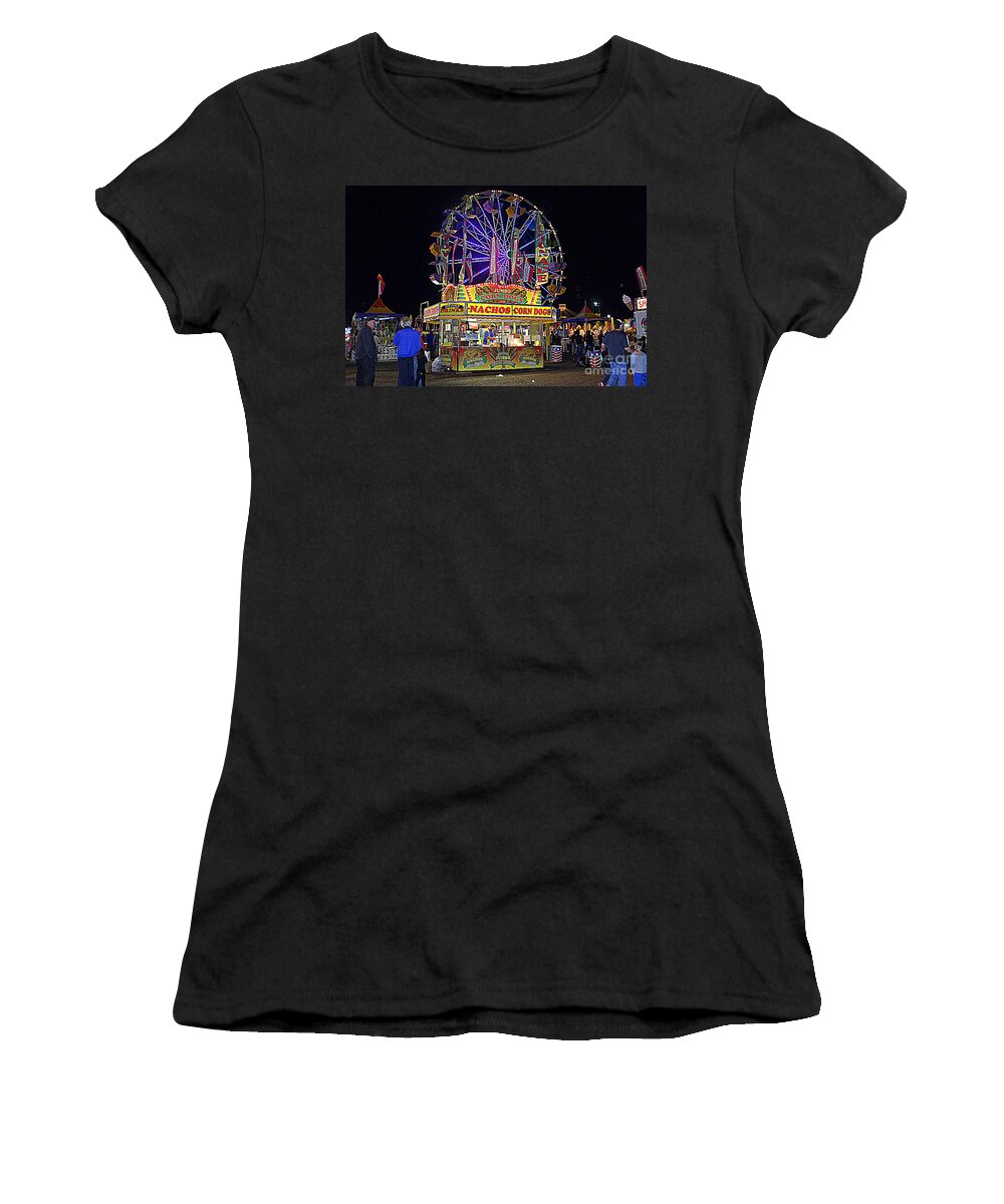 Louisiana State Fair Women's T-Shirt featuring the photograph The Midway of Louisiana State Fair 2012 by Kathy White
