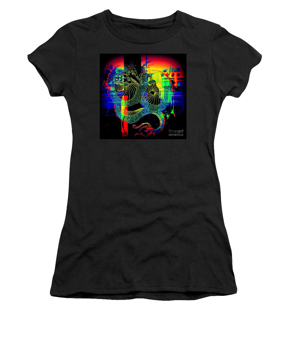  Women's T-Shirt featuring the photograph The Neon Dragon by Kelly Awad
