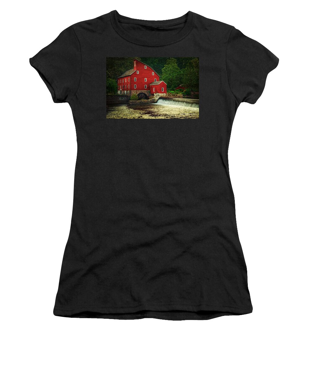 Clinton Women's T-Shirt featuring the photograph The Old Red Mill by Debra Fedchin